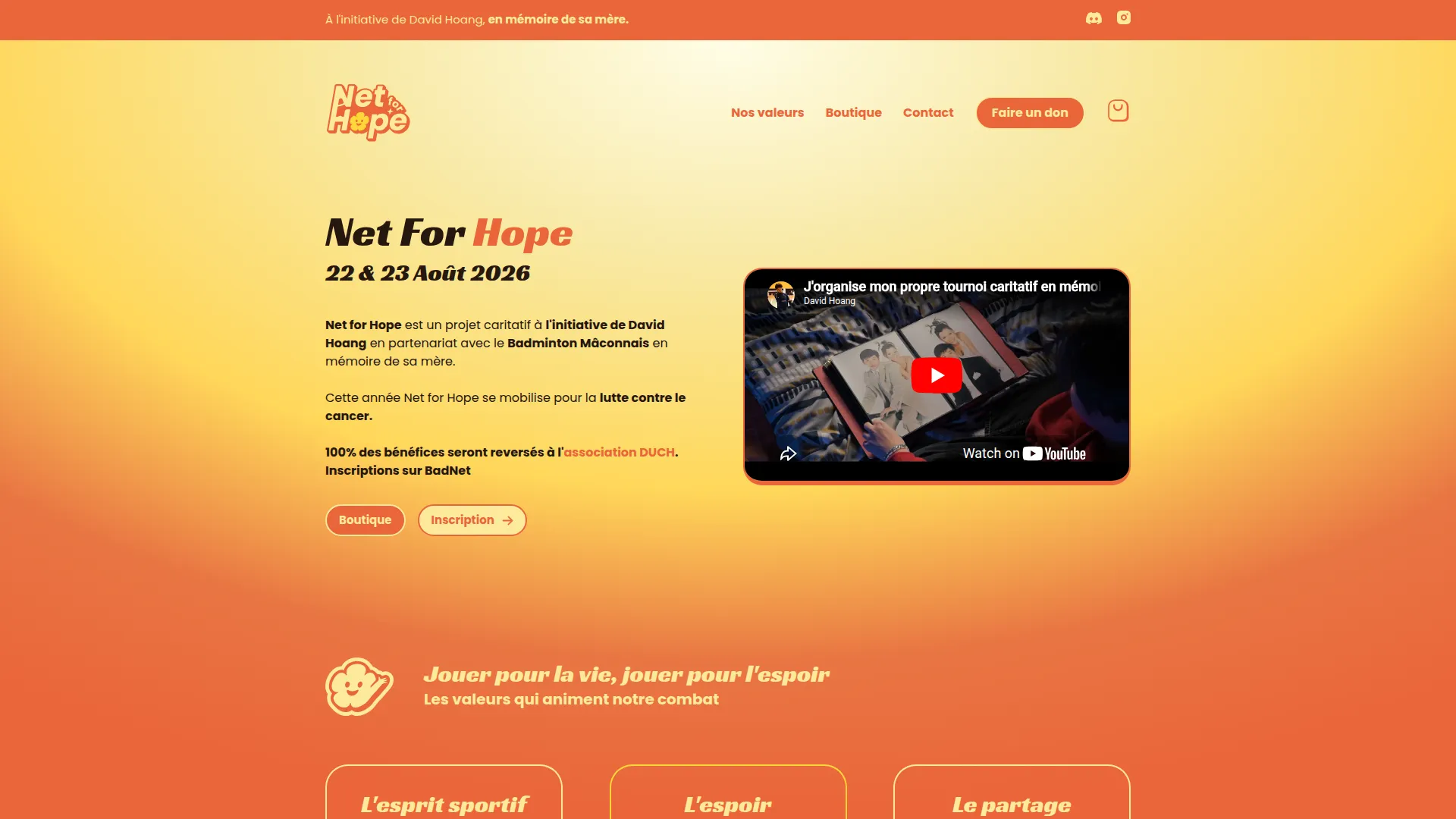 Net For Hope, charity tournament platform